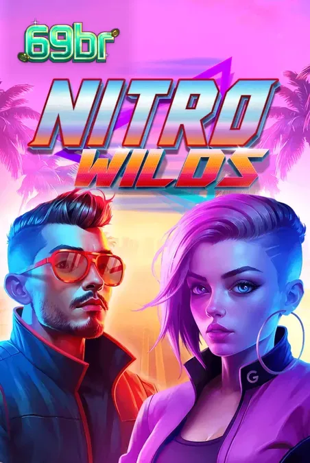 Interface neon do jogo de caça-níqueis Nitro Wilds com elementos de corrida